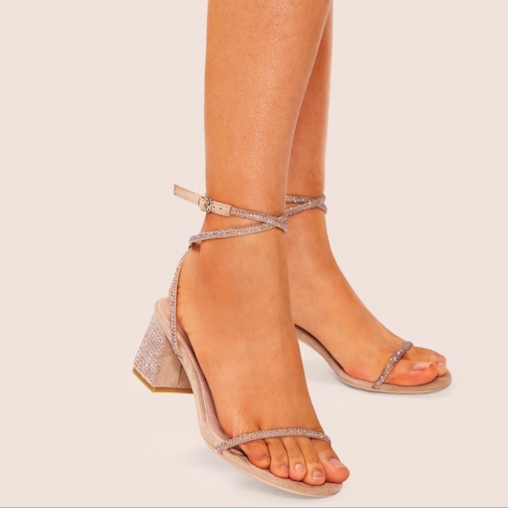 New Sparkly Strappy Nude Heels